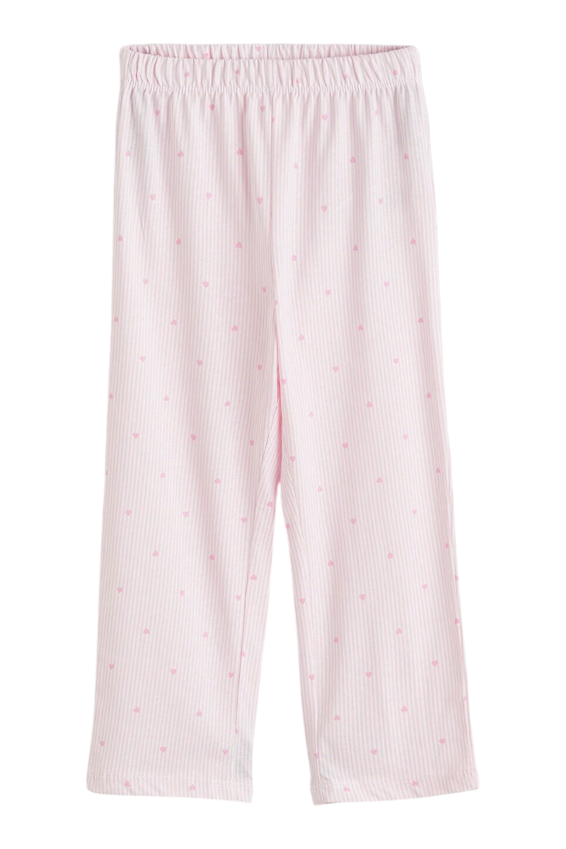 Sporline LC Waikiki pembe renkli, kalp desenli ve çizgili kız çocuk pijama altı