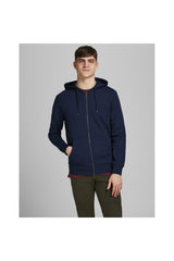 Jack & Jones Plus Basic Erkek Büyük Beden Kapüşonlu Fermuarlı Sweatshirt 12182493 - Koyu Lacivert