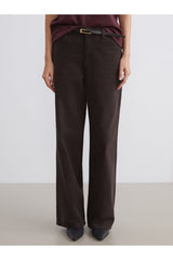 Lcw Kadın Pnt,Wideleg-Brown-Belt-Tkm W5Dg21F8 - Koyu Kahverengi