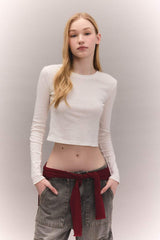 Defacto Kadın Long Sleeve T-Shirt A8311Ax - Kırık Beyaz