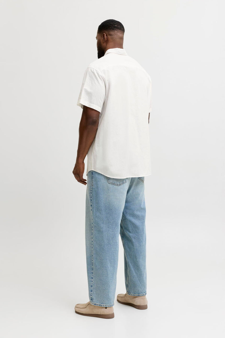 JACK&JONES JJEBREEZE LINEN BLEND SHIRT S/S SN PLS 12294285 - Beyaz
