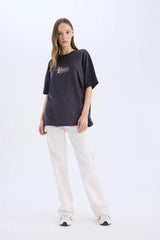 DeFacto D9127AX Kadın T-Shirt - Antrasit