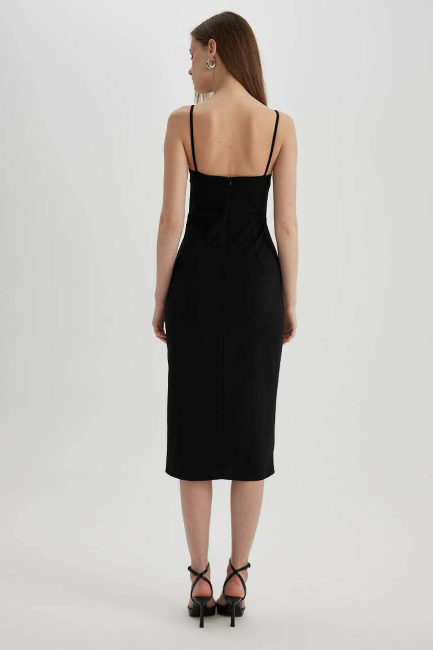 Defacto Kadın Short Sleeve Woven Dress A4878Ax - Siyah