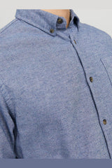 JACK&JONES JJECLASSIC MELANGE SHIRT LS NOOS 12235974 - Mavi