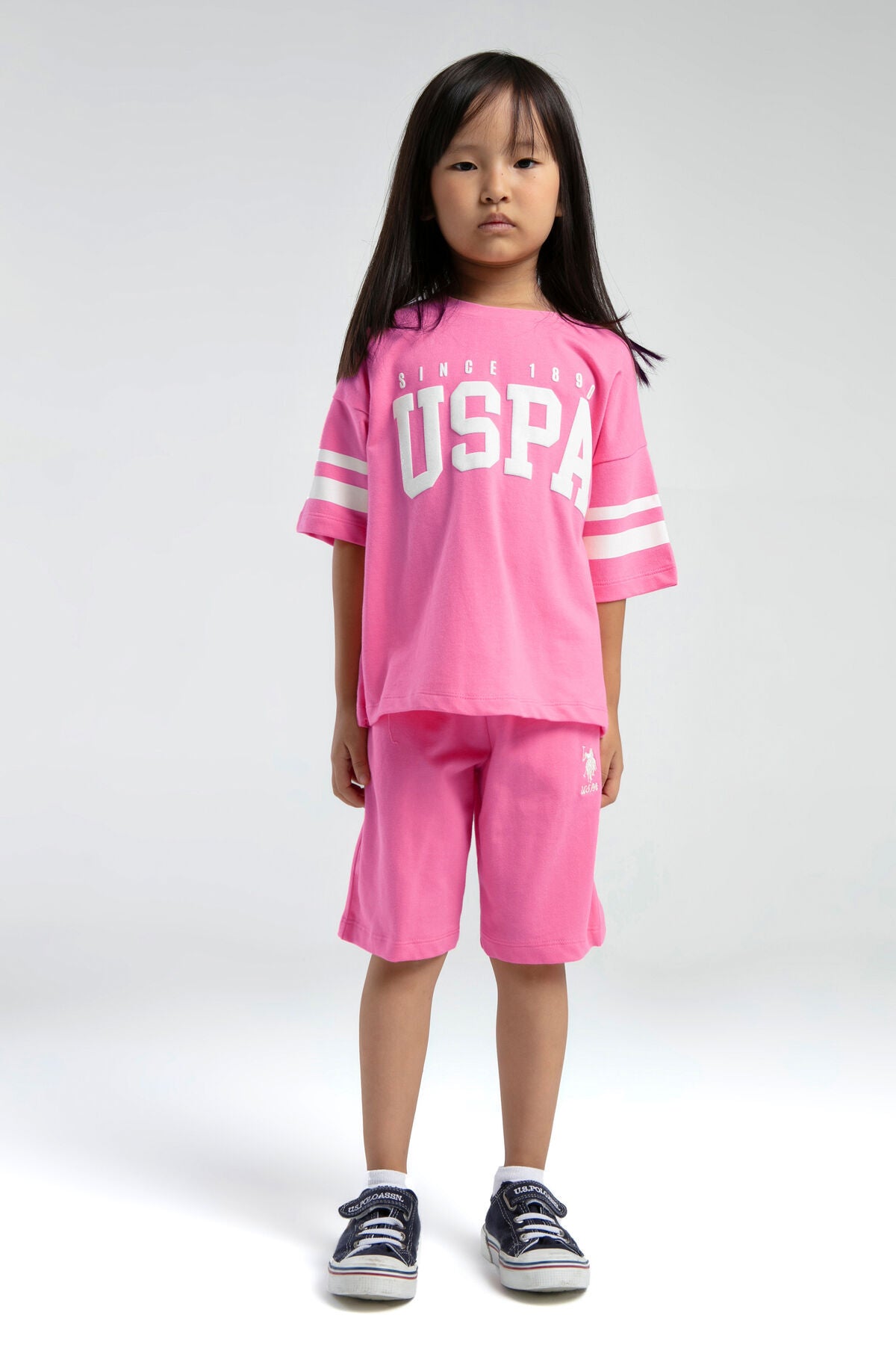 U.S. Polo Assn. Kız Çocuk Bermuda Takım US2116G - Fuşya