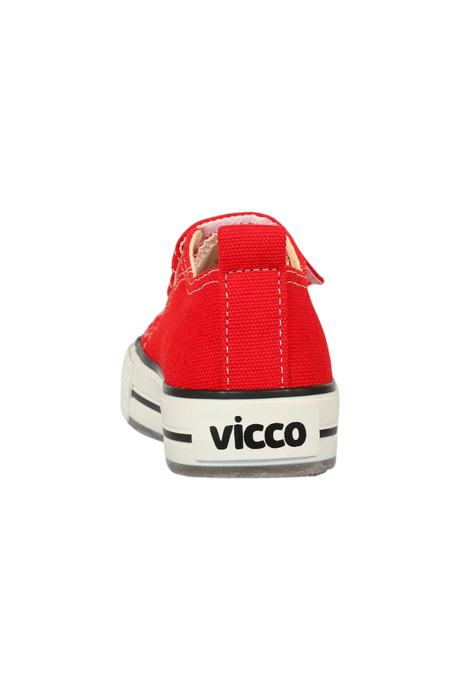 Sporline Vicco kırmızı deri ve tekstil çocuk sneaker ayakkabının arkadan görünümü