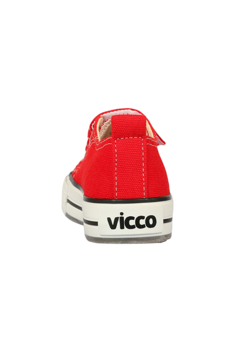 Sporline Vicco kırmızı deri ve tekstil çocuk sneaker ayakkabının arkadan görünümü