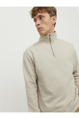 Jack & Jones Bradley Erkek Yarım Fermuarlı Sweatshirt 12250747 - Bej / Açık Gri