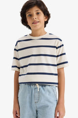 Defacto Çocuk Short Sleeve T-Shirt D7864A8 - Çivit Mavisi