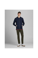 Jack & Jones Plus Basic Erkek Büyük Beden Kapüşonlu Fermuarlı Sweatshirt 12182493 - Koyu Lacivert