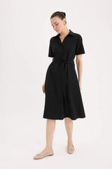 Defacto Kadın Short Sleeve Woven Dress E7114Ax - Siyah