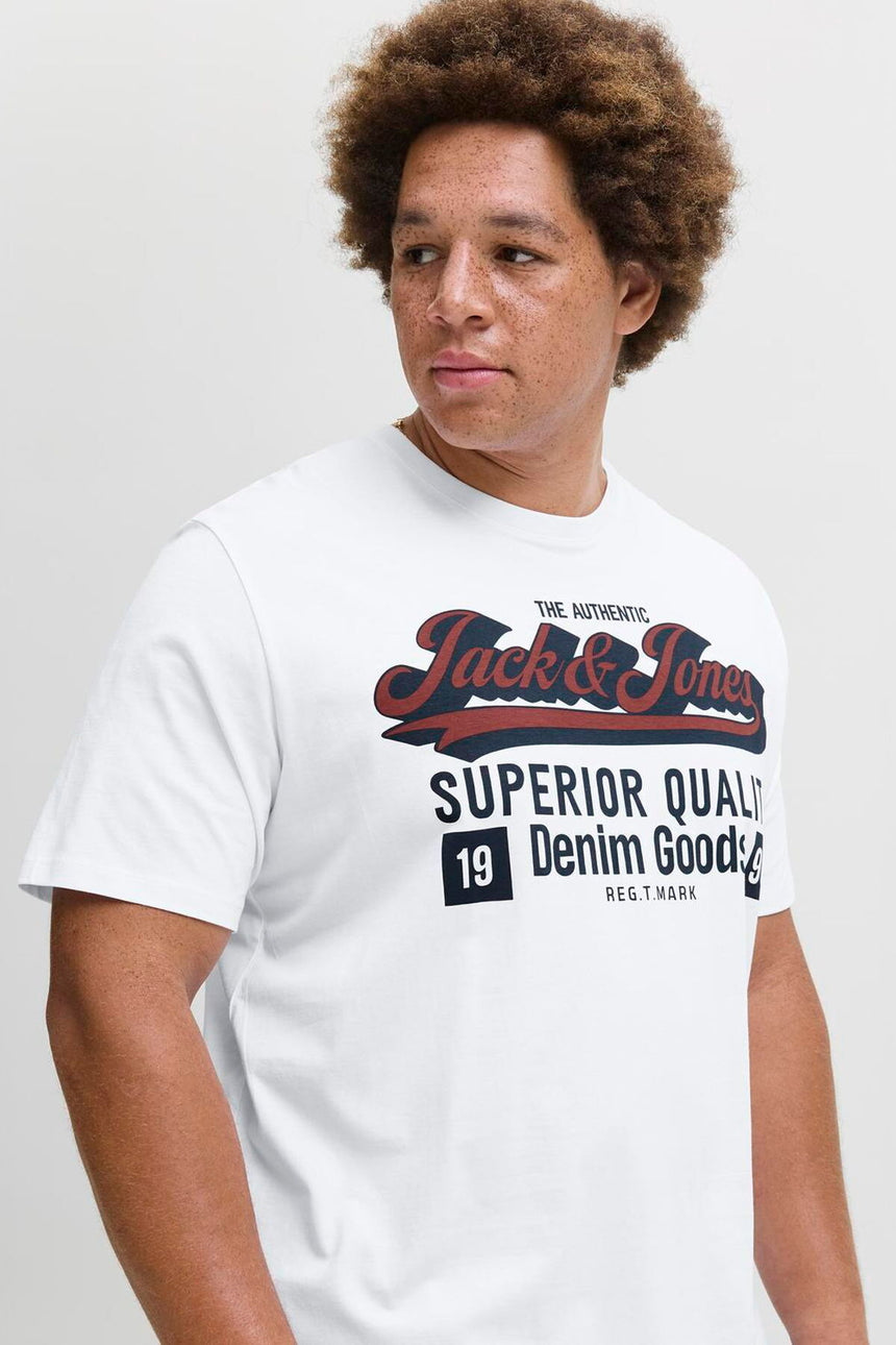 JACK&JONES JJELOGO TEE SS ONECK 2 COL AW25 NOOS PLS 12284905 - Açık Krem