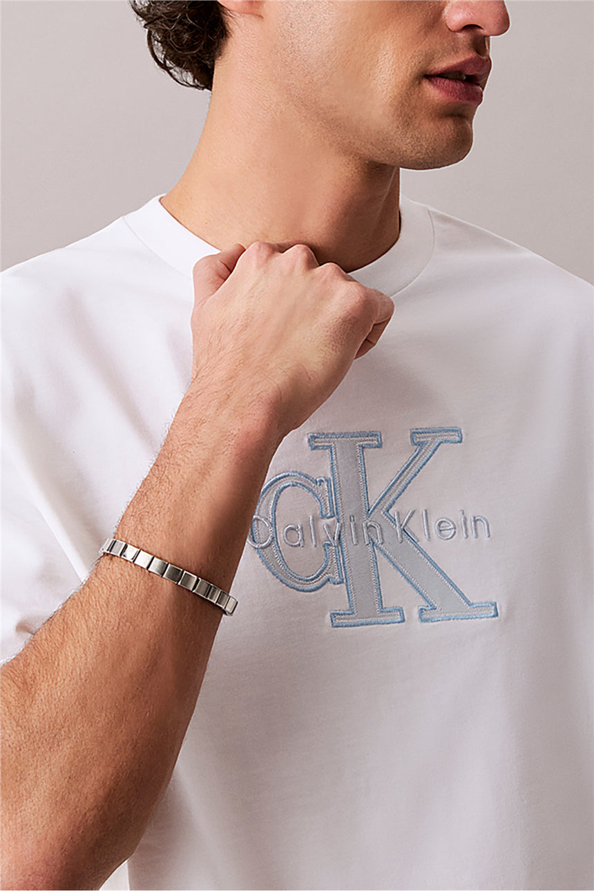 Calvin Klein Erkek SS 16S ELEVATED MONOLOGO TEE LV04RF819GYAF - Beyaz