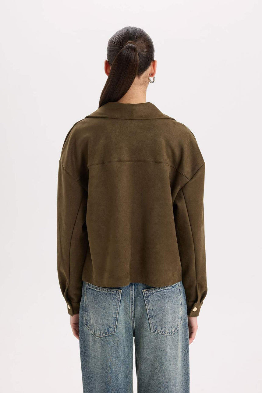 Defacto Kadın Long Sleeve Shirt B2983AX - Koyu Yeşil