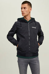 Jack & Jones Rush Erkek Kapüşonlu Bomber Mont 12200208 - Siyah