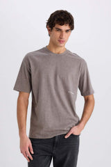 Defacto Erkek T-Shirt C2138Ax - Açık Kahverengi