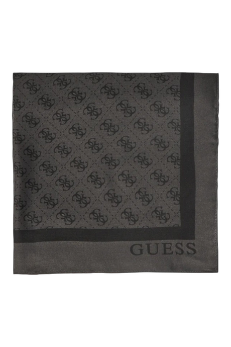 Sporline Guess Katya siyah desenli polyester kadın eşarp, şık logo baskılı tasarım
