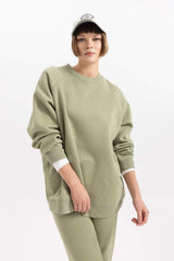Defacto Kadın Sweat Shirt V2697AZ - Açık Haki Yeşili