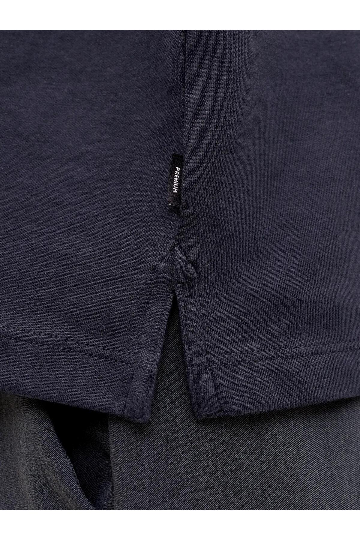 JACK&JONES JPRBLAETHAN SS ZIP POLO SN 12292992 - Koyu Mavi