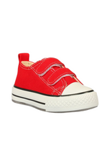 Sporline Vicco kırmızı renkli, deri ve tekstil malzemeden üretilmiş, cırt cırtlı çocuk sneaker ayakkabı.