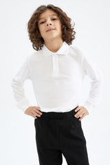 Defacto Çocuk Long Sleeve Polo T-Shirt L0288A6 - Beyaz