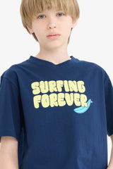 Defacto Çocuk Short Sleeve T-Shirt E0183A8 - Lacivert