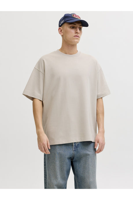 JACK&JONES JJEBARRON TEE SS O-NECK NOOS 12298906 - Bej/ Açık Gri