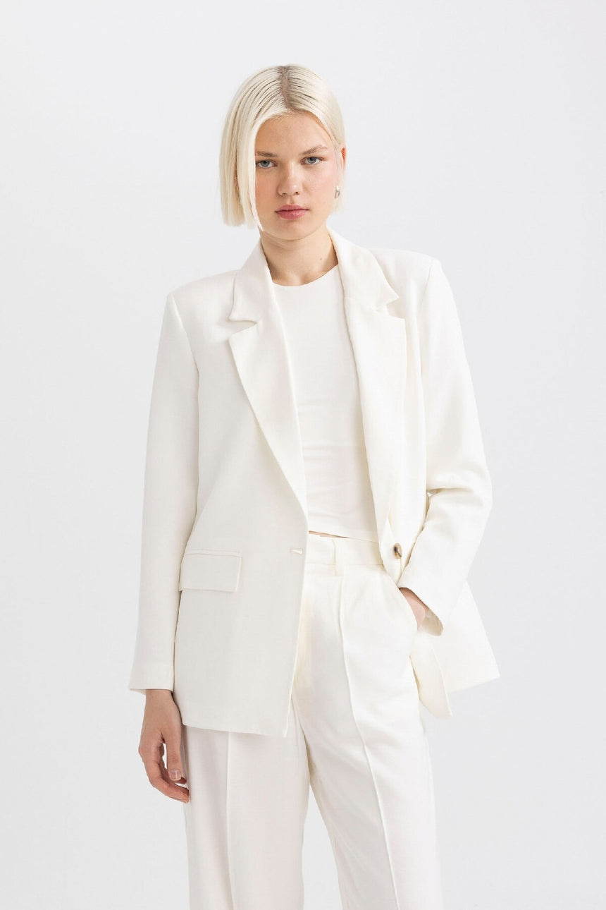Defacto Kadın Blazer Z2536Az - Beyaz