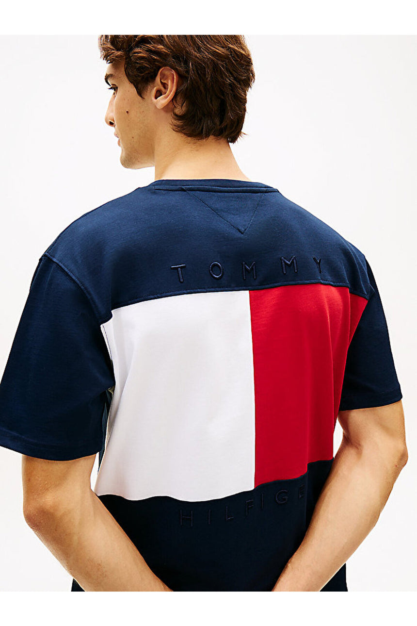 Tommy Hilfiger Erkek FLAG TEE MW0MW42382DCC - Mavi
