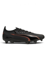 Sporline Puma Ultra Ultimate FG/AG siyah ve bakır rengi krampon, dayanıklı dokuma kumaş ve yüksek performans tasarımı