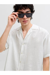 JACK&JONES JJEBREEZE LINEN BLEND RESORT SHIRT SS SN 12288594 - Beyaz