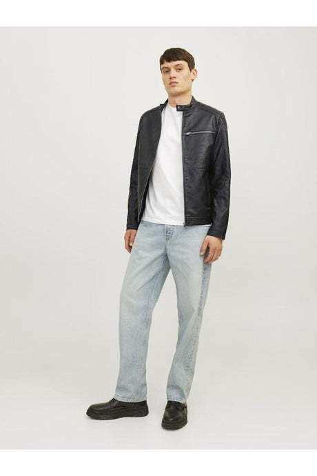 JACK&JONES JJEDYLAN PU BIKER JACKET NOOS 12261196 - Siyah