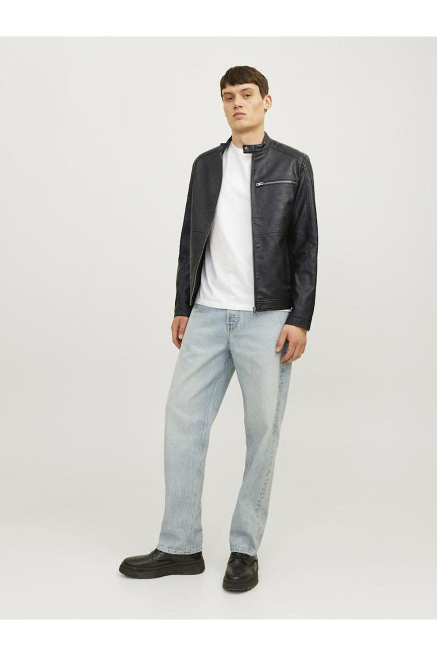 JACK&JONES JJEDYLAN PU BIKER JACKET NOOS 12261196 - Siyah