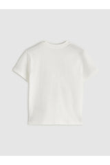 LC Waikiki Çocuk Kısa Kollu T-Shirt S68830D1 - Ekru