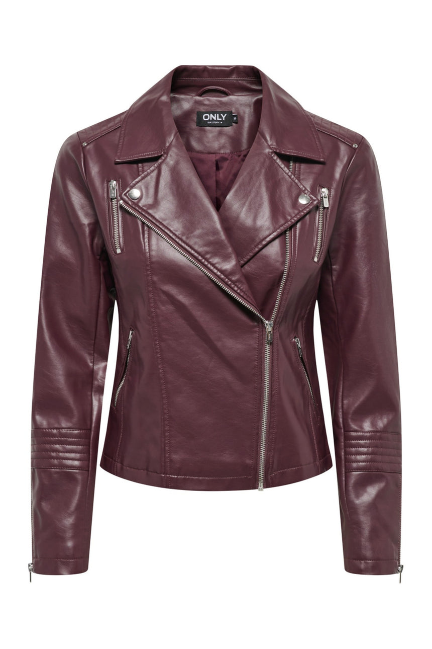 ONLY ONLGEMMA FAUX LEATHER BIKER OTW NOOS 15153079 - Koyu Kahverengi
