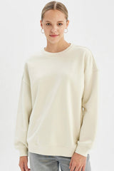Defacto Kadın Sweat Shirt Y1346Az - Ekru