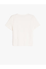 Koton 5SAL10647IK Kadın T-Shirt - Ekru