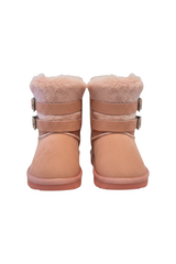 Sporline Benetton lila renkli, kürklü ve tokalı deri çocuk botu