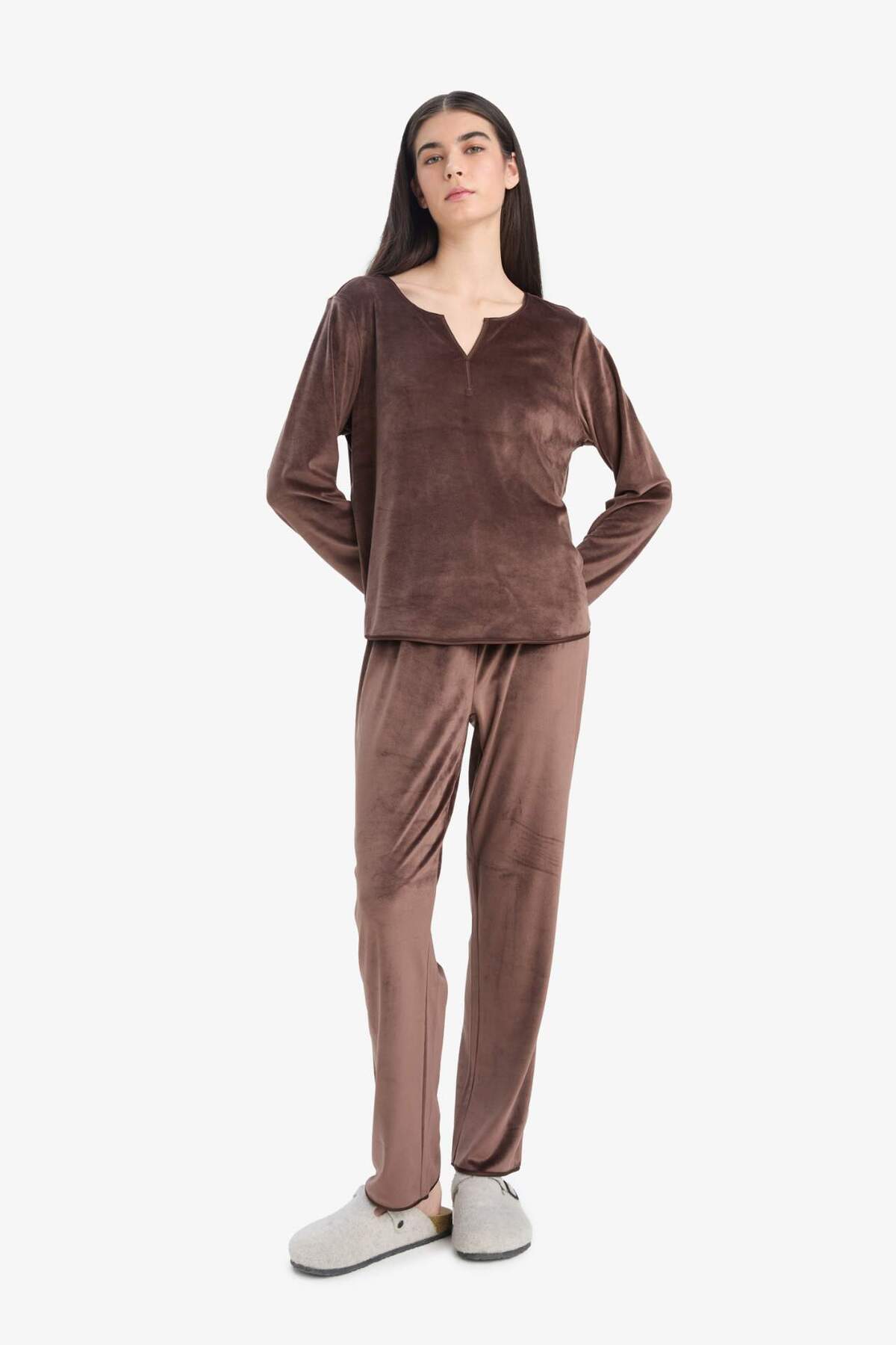 DeFacto Kadın Pijama Takımı A3356AX - Kahverengi