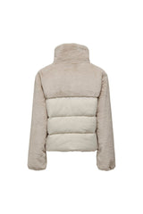 only onlwanja fur puffer mix jacket cc otw 15292945 - Bej/ Açık Gri