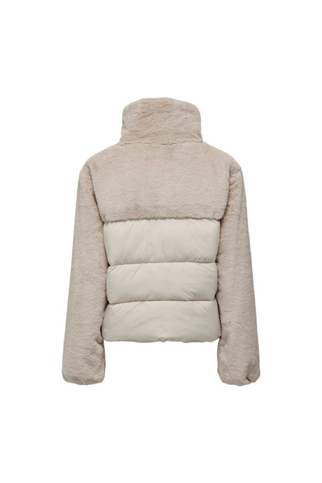 only onlwanja fur puffer mix jacket cc otw 15292945 - Bej/ Açık Gri
