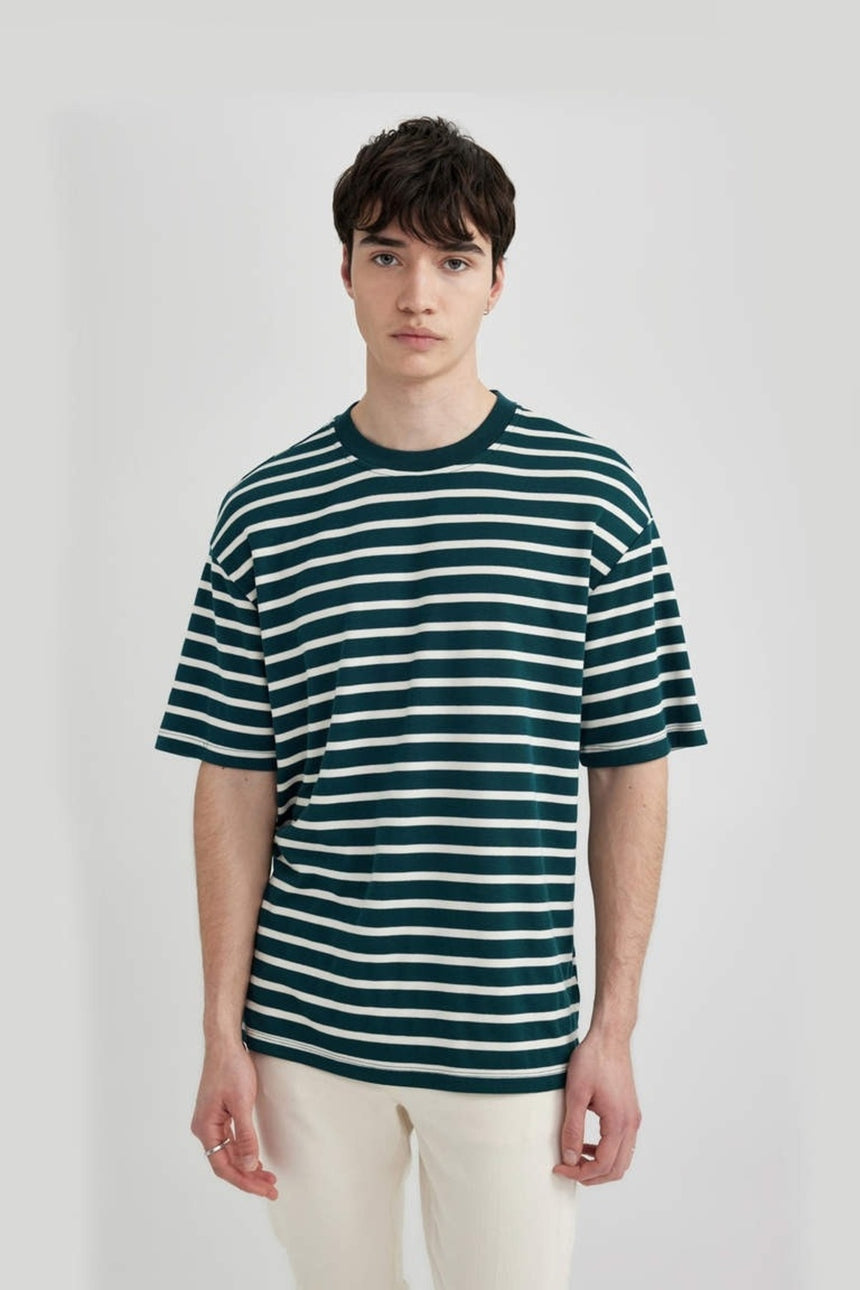 Defacto Erkek T-Shirt B5910Ax - Koyu Yeşil