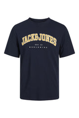 JACK&JONES JJECALEB VARSITY TEE SS O-NECK NOOS PLS 12258871 - Koyu Lacivert