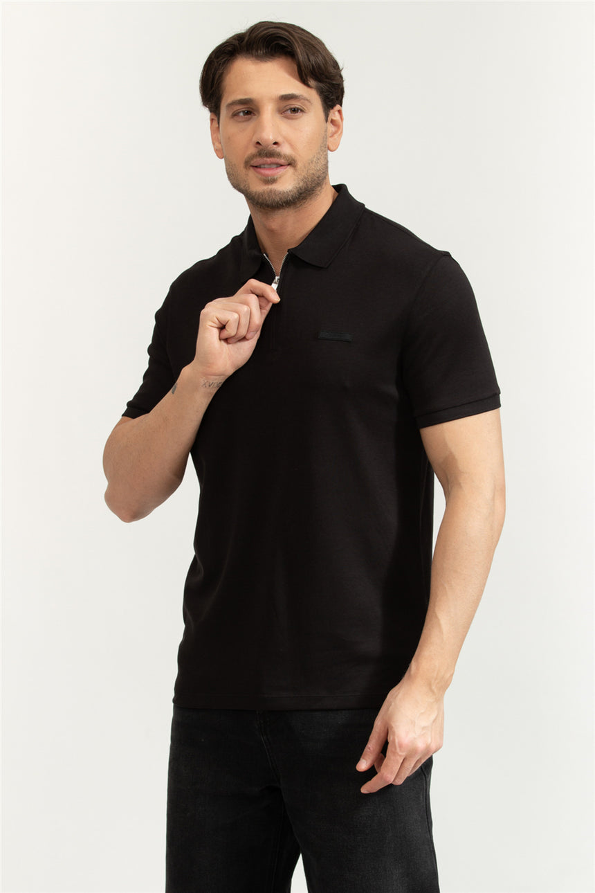 Calvin Klein Erkek SS SUPIMA ZIP POLO LV04LE255G - Siyah