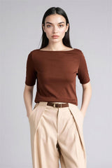 DeFacto G9547AX Kadın T-Shirt - Kahverengi