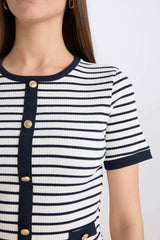 Defacto Kadın Short Sleeve T-Shirt C2566Ax - Koyu Lacivert