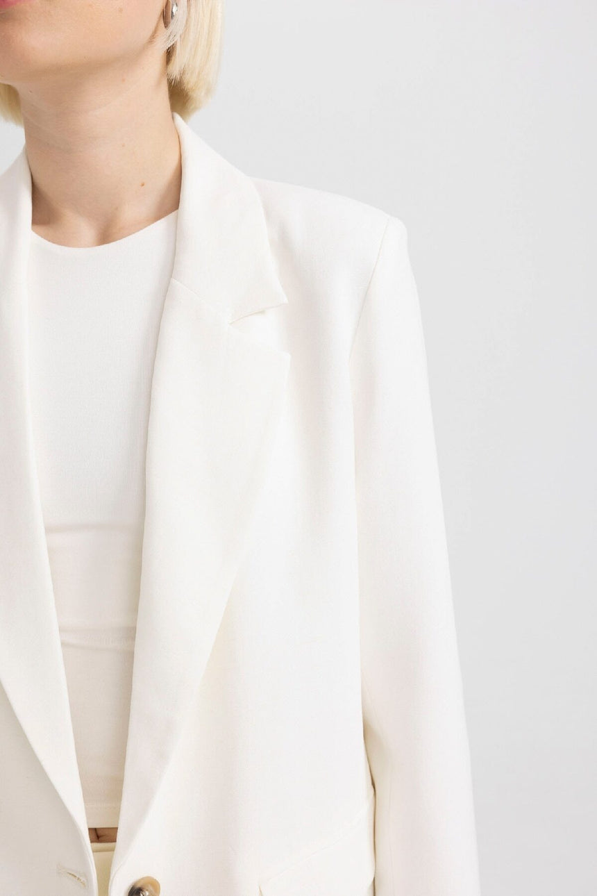 Defacto Kadın Blazer Z2536Az - Beyaz