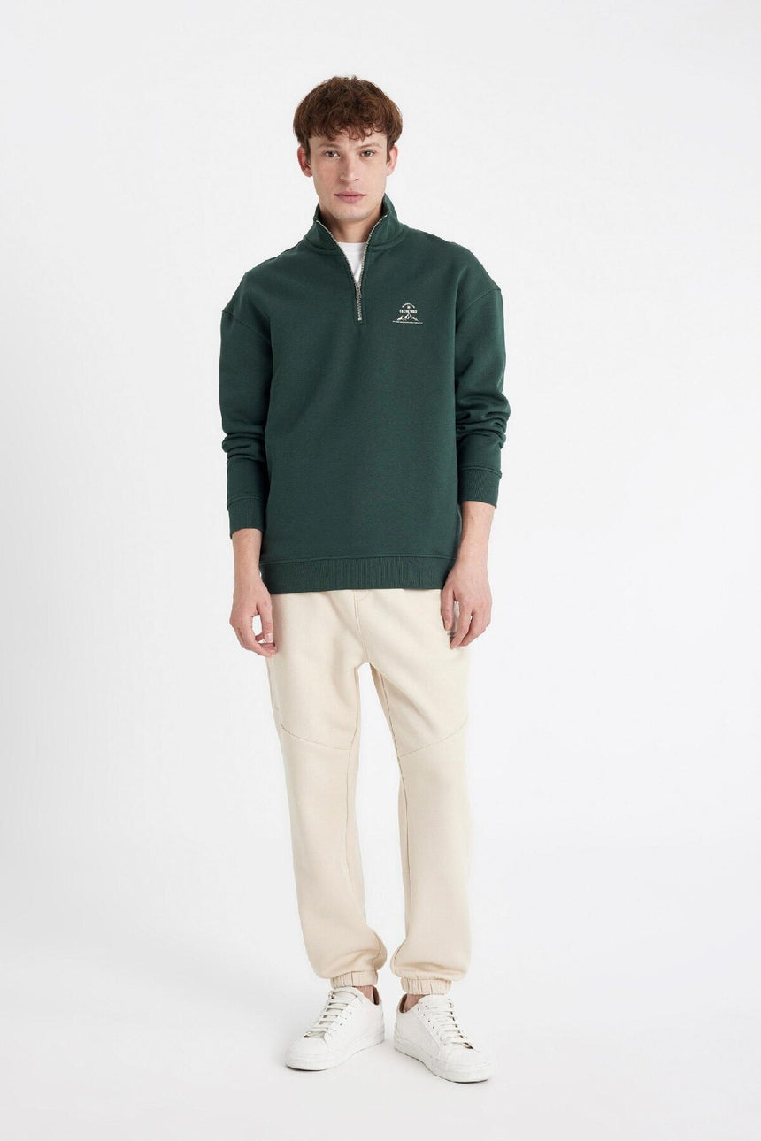 Defacto Erkek Sweat Shirt C6132AX - Koyu Yeşil