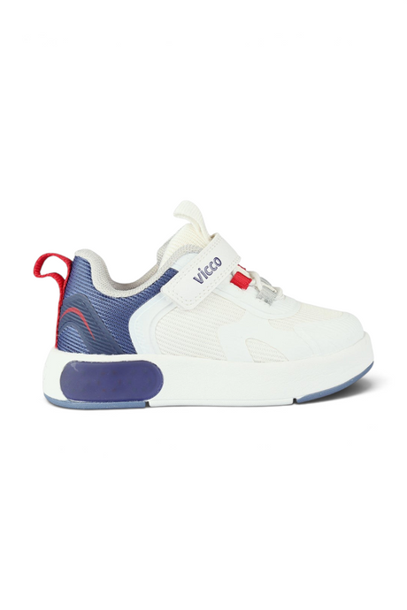 Sporline Vicco beyaz ve lacivert renkli, tekstil malzemeden üretilmiş cırt cırtlı çocuk sneaker ayakkabısı