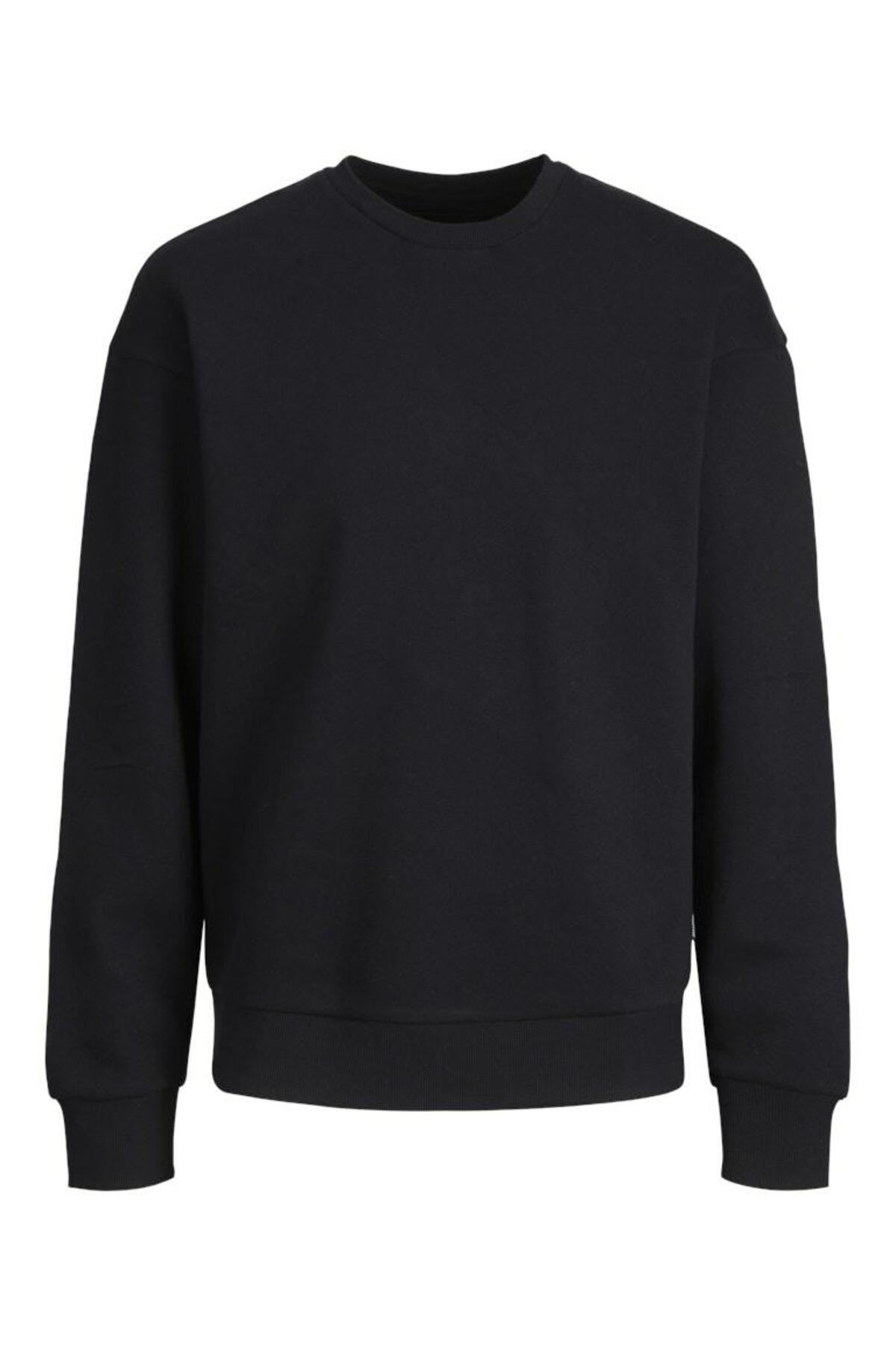 Jack & Jones Plus Bradley Erkek Büyük Beden Sweatshirt 12250594 - Siyah